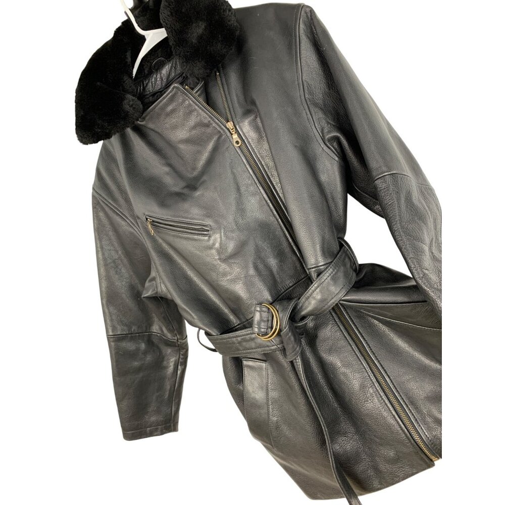 Vintage 90s Wilsons Moto Leather Jacket Zip Away Liner Womens M RW10341 Fur